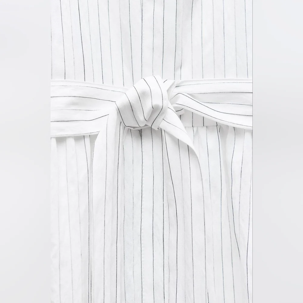 NWT Zara Chic White Striped Dress Size Medium - Picture 4 of 10